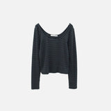 Frpnt view of the black gray Dream Weaver Long-Sleeve T-Shirt in a gray background