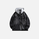 Solid Color Turn-Down Hooded Denim Jacket