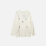 Oversized Spliced Zipper Sweater