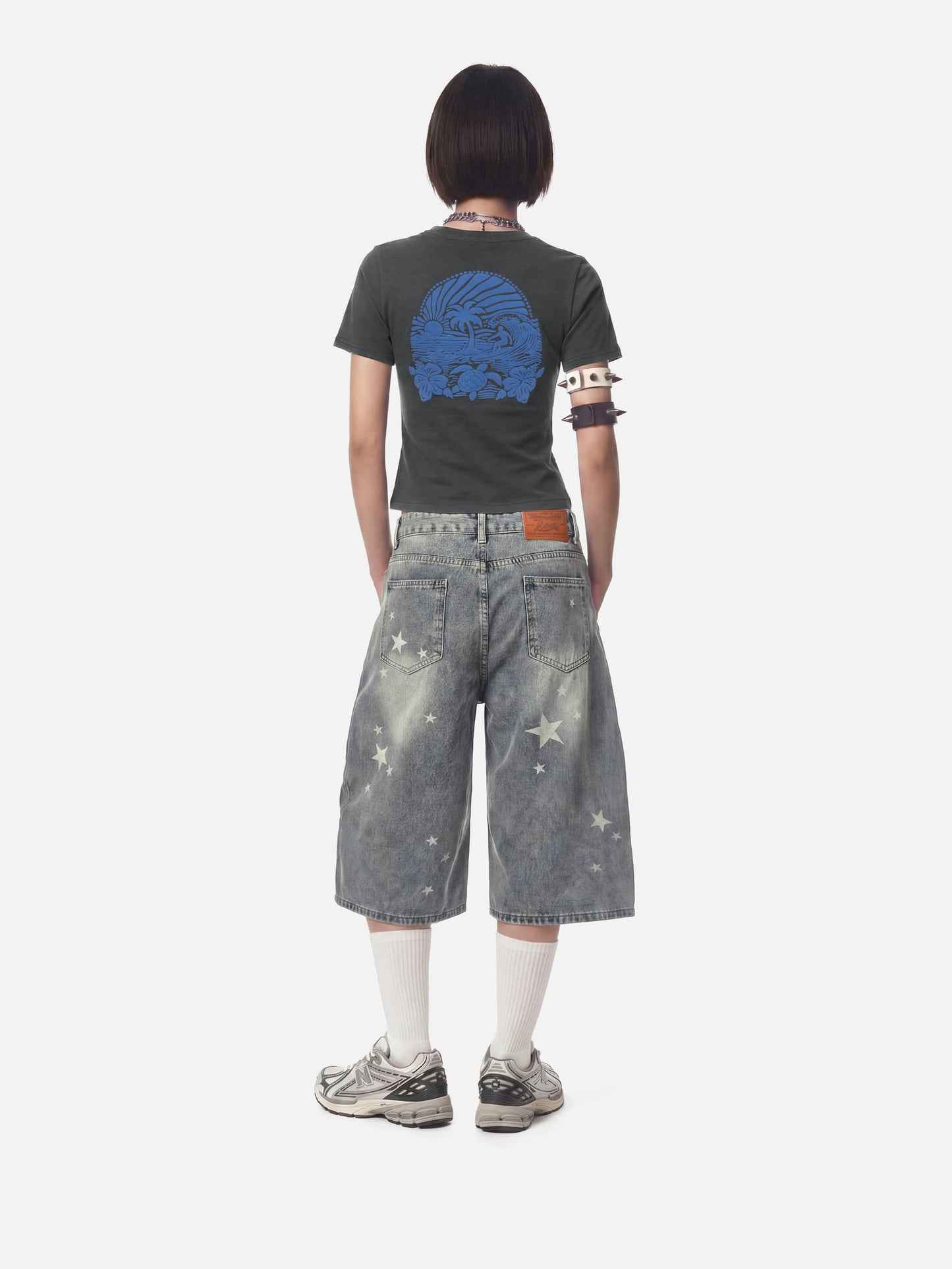 Star Print Longline Jorts
