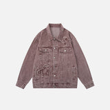 Y2K Embroidery Spider Patch Denim Jacket