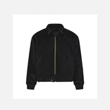 Front view of the black Y2k Loose Padded Jacket in a gray background 