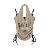 Vintage Halter Drawstring Tank Top