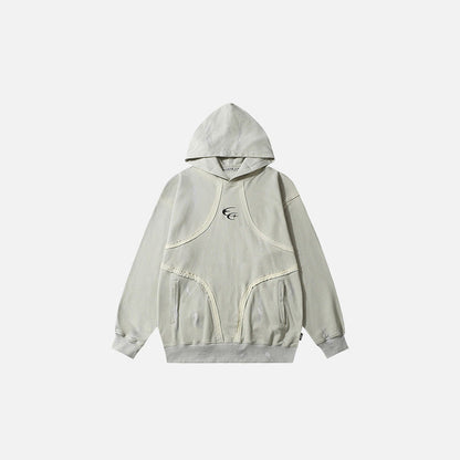 Front view of the gray Sculpted Stitch Hoodie in a gray background