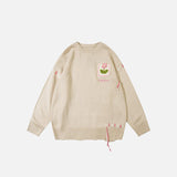Flower Pocket Oversized Sweater
