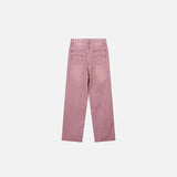Back view of the pink Wide-leg Baggy Splash Glitter Jeans in a gray background
