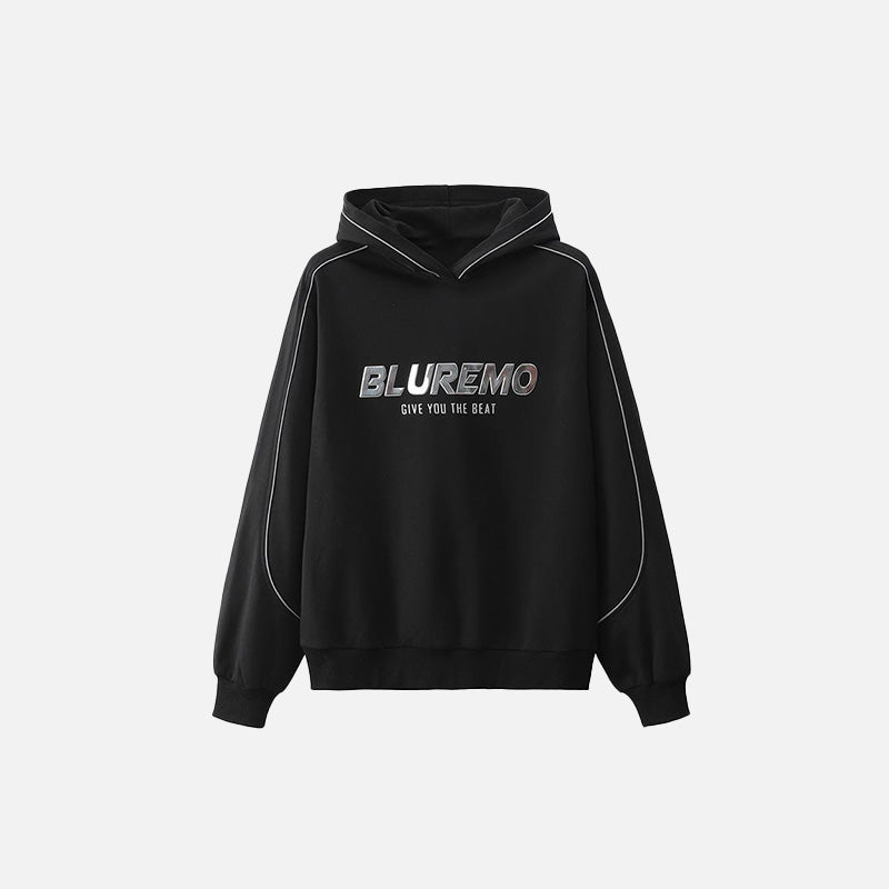 Letter Print Wide Collar Hoodie