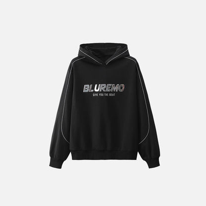 Letter Print Wide Collar Hoodie