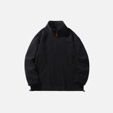 Front view of the black Half-Zip Fleece Jacket in a gray background