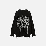 Oversized Stitched Letter Sweater