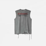 Back view of the grey Vintage Graphic Printed T-Shirt in a gray background 