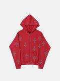 Y2K Cross Print Zip Up Hoodie