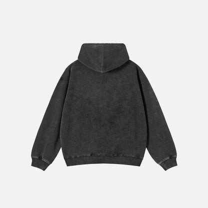 Back view of the black Y2K Psycho Beast Hoodie in a gray background