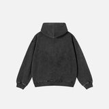 Back view of the black Y2K Psycho Beast Hoodie in a gray background