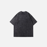 Back view of the black Watch Me Burn Vinyl T-shirt in  a gray background