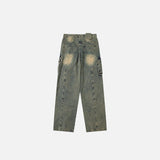 Striped Multi Pocket Baggy Denim Jeans