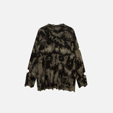 Knitted Tie-dye Holes Distressed Sweater