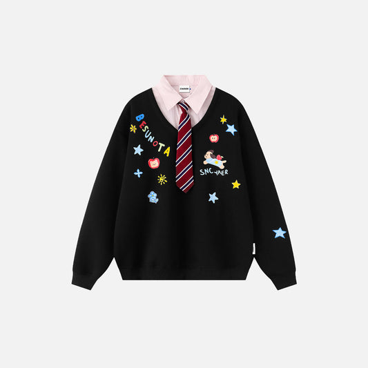 Stylish Vintage Detachable Collar Casual Sweater