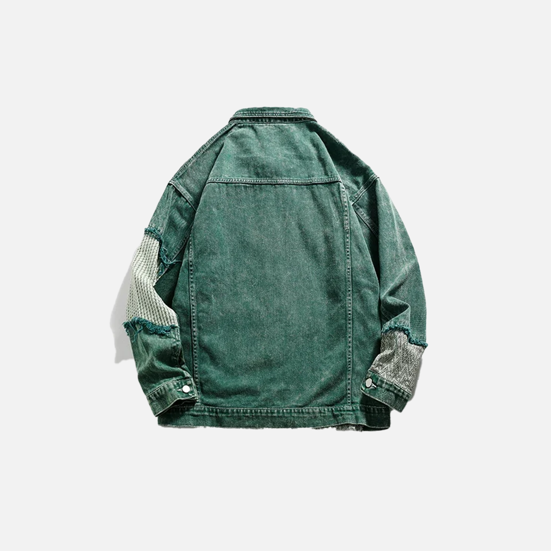 Green Patchwork Denim Jacket