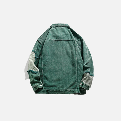 Green Patchwork Denim Jacket