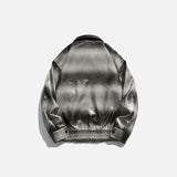 Gradient Turn-down Collar Leather Jacket