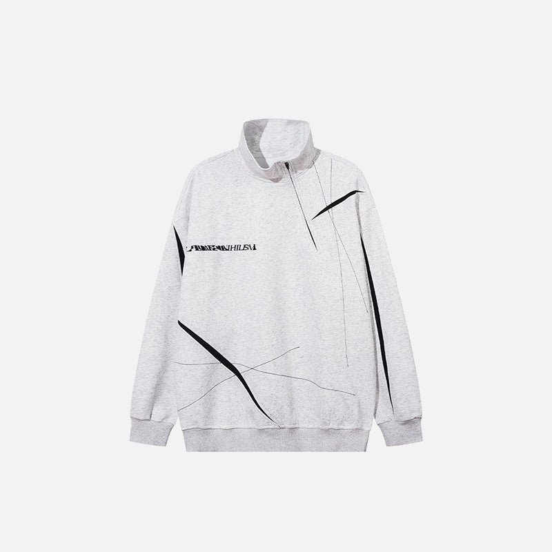 Scratched Half Zip-up Sweatshirt