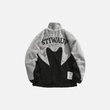 Back view of the black Dynamic Split Fleece Jacket in a gray background