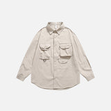 Long Sleeve Multiple Pockets Cargo Shirt