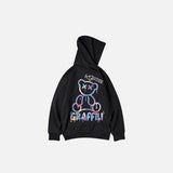 Retro Graffiti Bear Print Hoodie