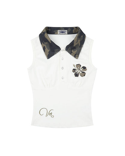 Camo Flower Sleeveless Top