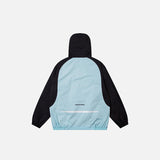 Retro Color Block Hooded Windbreaker Jacket