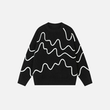 Oversized Wave Pattern Knit Jumper Sweater