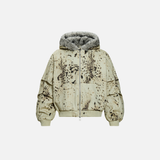 Leopard Print Tie Dye Fur Hooded Padded Jacket