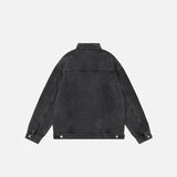 Embroidery Letter Pleated Denim Jacket