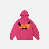 Unusual Cat Graphic Print Hoodie