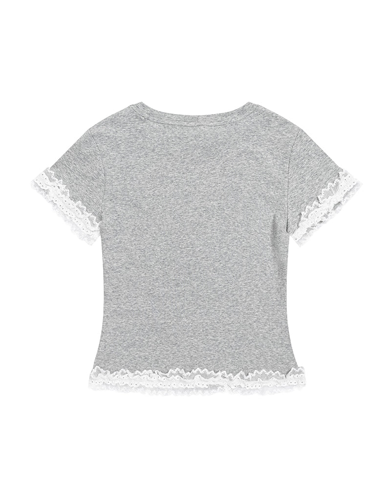 Lace Trim Graphic Baby Tee