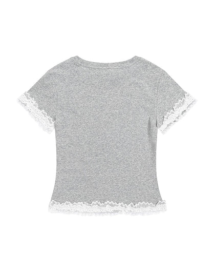 Lace Trim Graphic Baby Tee