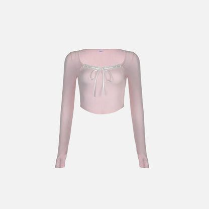 Blush Elegance Lace Crop T-shirt