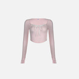 Blush Elegance Lace Crop T-shirt