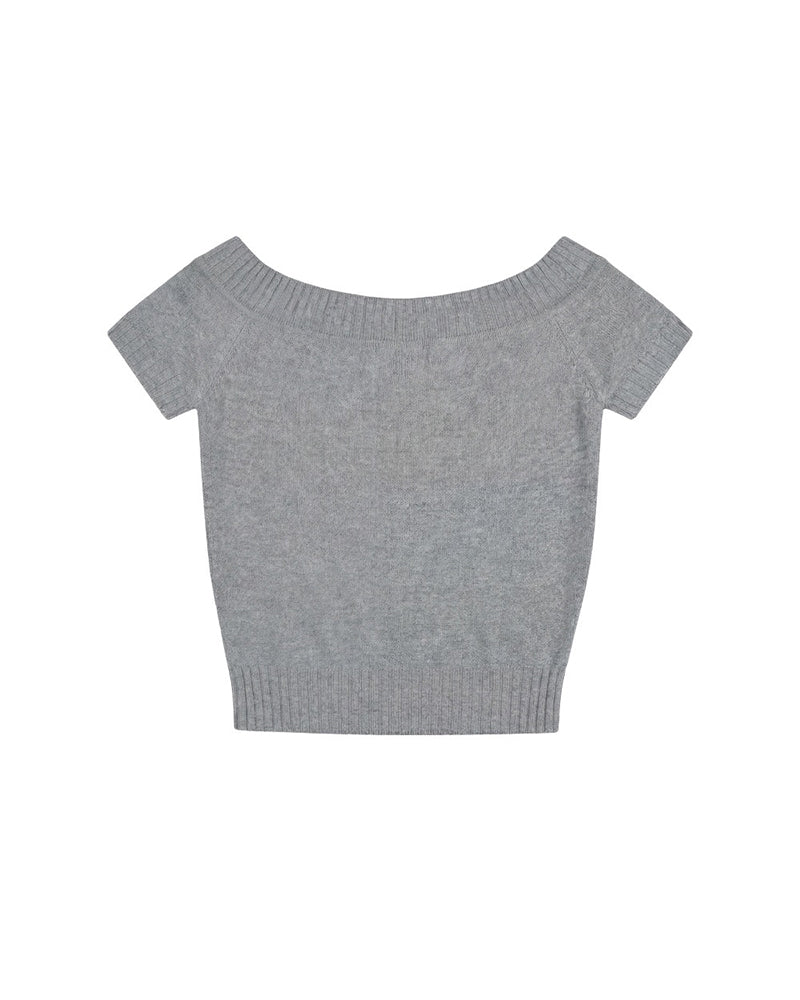 Off-Shoulder Knit Bow Top