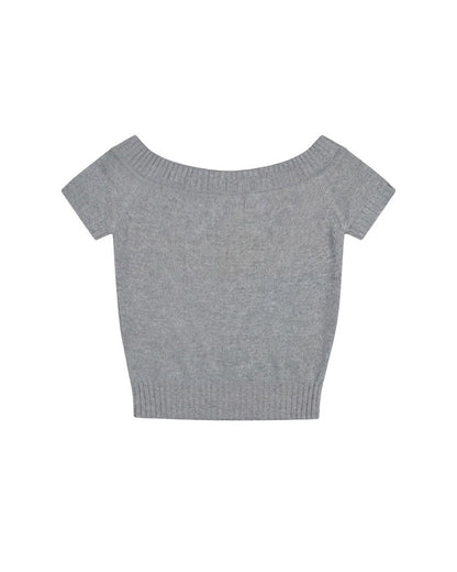 Off-Shoulder Knit Bow Top