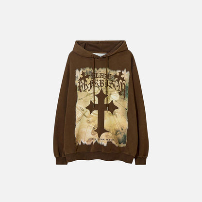 Cross Long Sleeve Printed Hoodie
