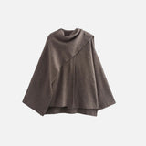 Front view of the dark brown Versatile Scarf Jacket in a gray background