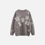 Ripped Knitted Letters Sweater