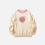 Vintage Peach Letter Embroidery Knitted Sweater