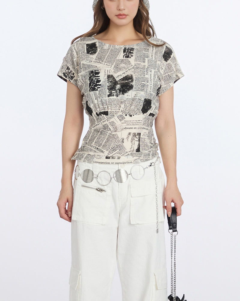 Vintage Newspaper Print Tee