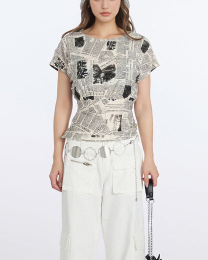 Vintage Newspaper Print Tee