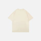 Back view of the beige Kitty Chronicles T-Shirt in a gray background