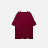 Back view of the red Side Striped Sports T-shirt in a gray background 