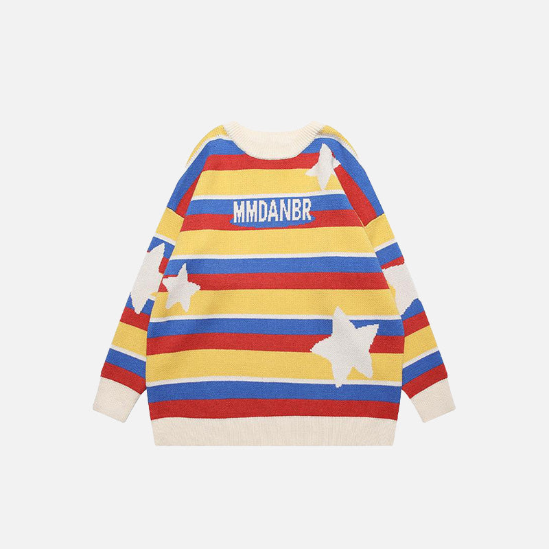 Striped Loose Star Knitted Sweater